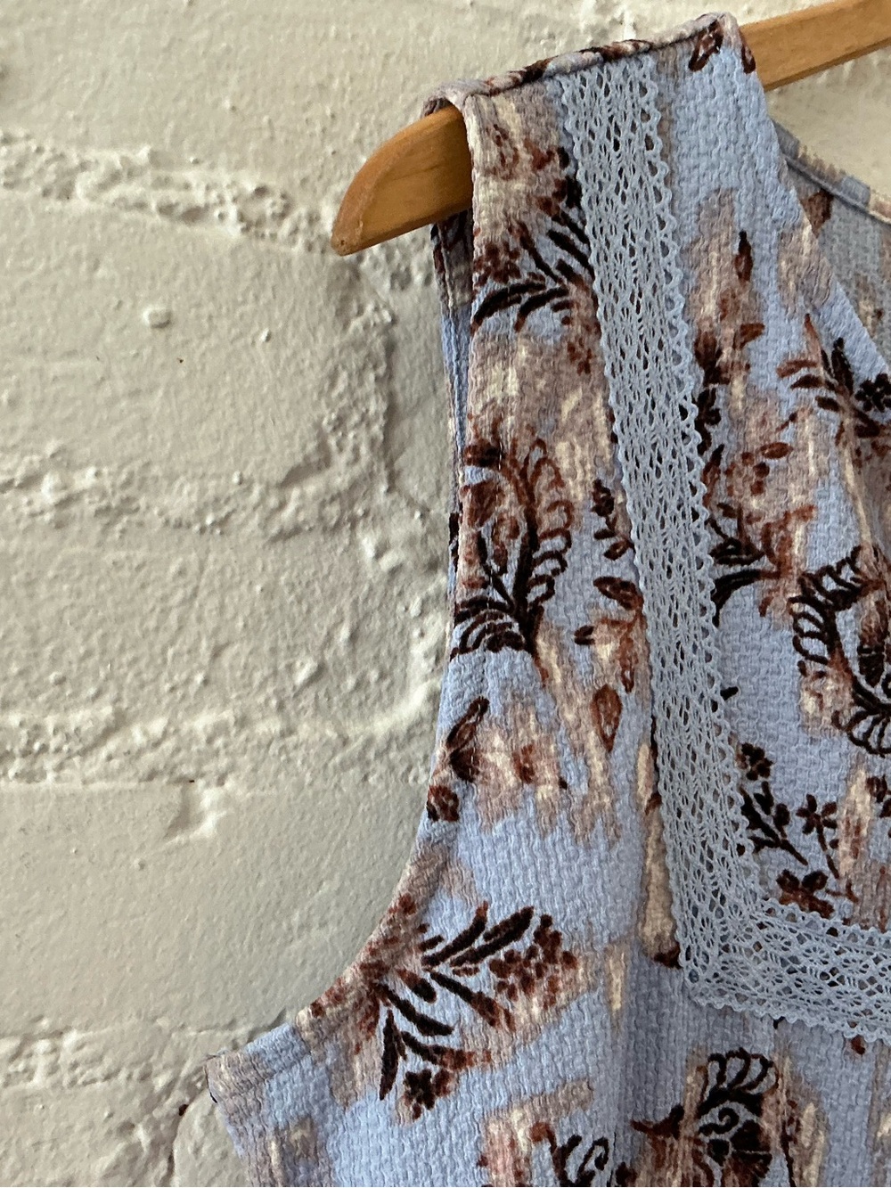 Frye Boho Top Blue Floral Sleeveless Crochet Lace Flowy Blouse Festival Fairy L - Picture 4 of 11